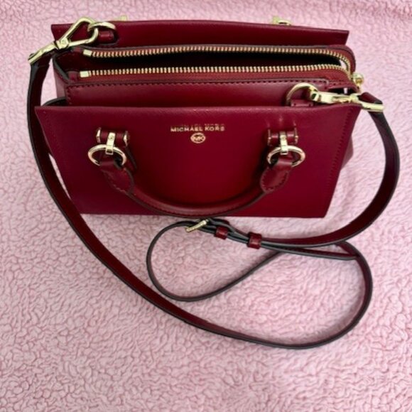 Michael Kors Hamilton Small Leather Satchel – Deep Red - Picture 8 of 12